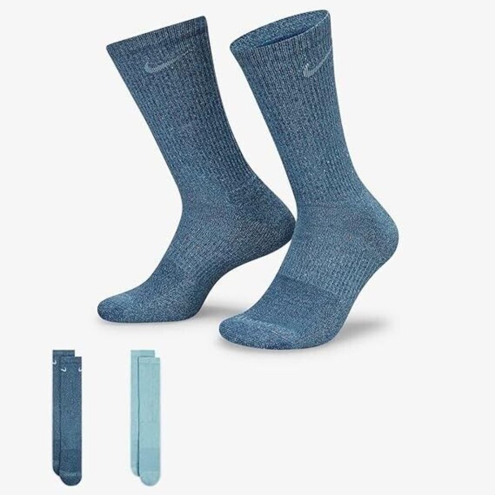 Men's Nike Everyday Plus Dri-FIT Cushioned Crew Socks 2 Pack Blue - Picture 3 of 5